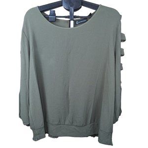 Women's XXL New York & Co Long-Sleeve Cut-Out Ladder Style Casual Blouse Top